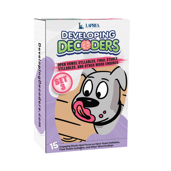 Developing Decoders Purple Collection Set 3: Open Syllables (CV), Final Stable Syllables (C+LE), and Other Word Endings (1 set, 15 titles)