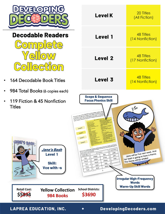 Developing Decoders Whole Yellow Collection: Levels K - 3 (164 titles, with 6 copies each)