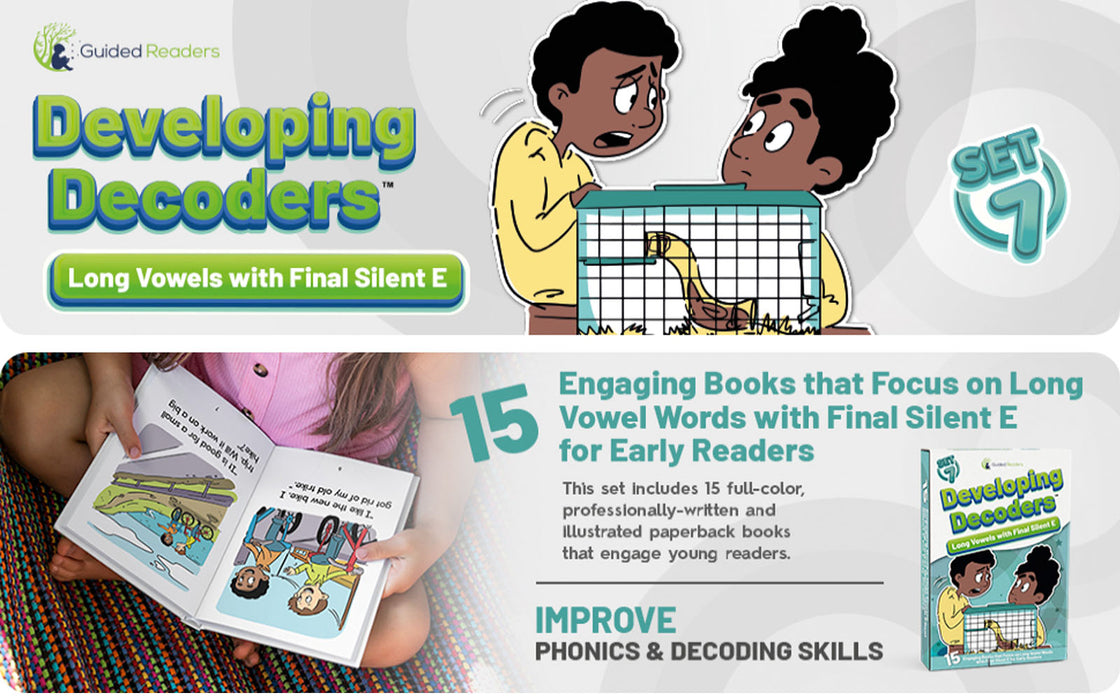 Decodable Readers: 15 Long Vowels with Final Silent E Phonics Books for Beginning Readers (Developing Decoders Set 7)