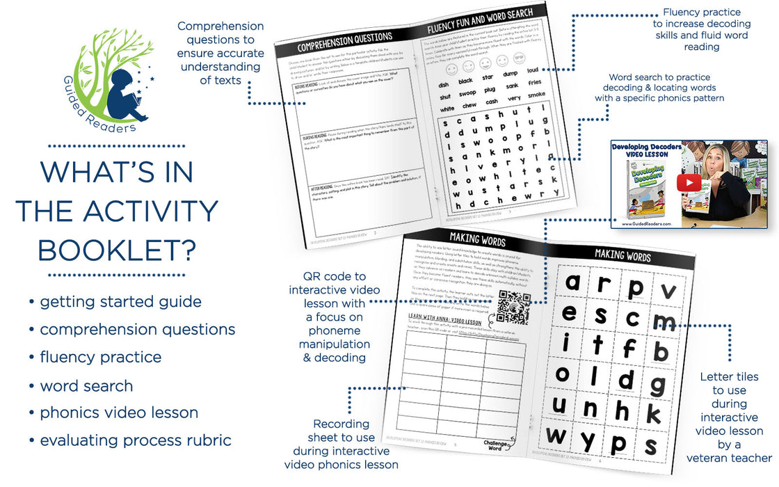 Decodable Readers: 15 Phonics Review Phonics Books for Beginning Readers (Developing Decoders Set 12)