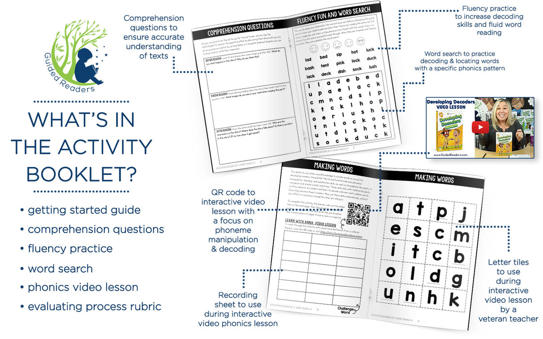 Decodable Readers: 15 Short Vowel Phonics Decodable Books for Beginning Readers (Developing Decoders Set 3)