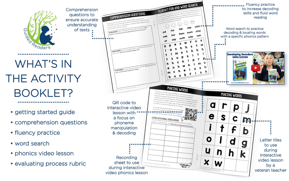Decodable Readers: 15 Digraphs and Short Vowel Review Phonics Books for Beginning Readers (Developing Decoders Set 4)