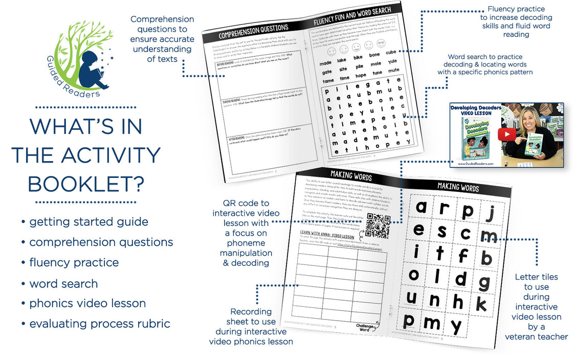 Decodable Readers: 15 Long Vowels with Final Silent E Phonics Books for Beginning Readers (Developing Decoders Set 7)
