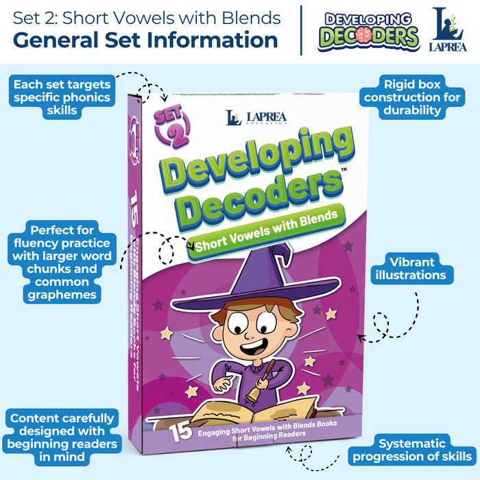 Decodable Readers: 15 Short Vowel Phonics Decodable Books for Beginning Readers (Developing Decoders Set 2)