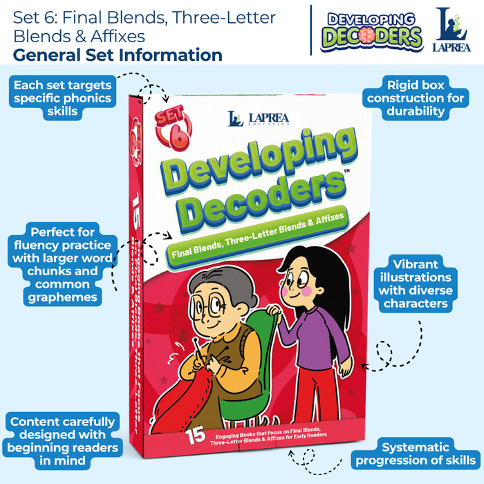 Decodable Readers: 15 Beginning and Final Blends Phonics Books for Beginning Readers (Developing Decoders Set 6)