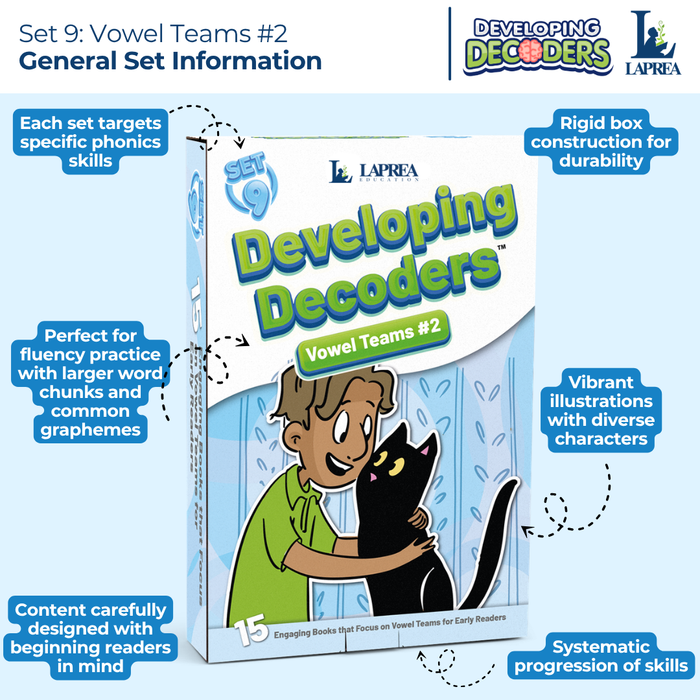 Decodable Readers: 15 Long Vowel Teams Phonics Books for Beginning Readers (Developing Decoders Set 9)