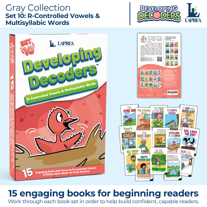Decodable Readers: 15 R-Controlled Vowels & Multisyllabic Words Phonics Books for Beginning Readers (Developing Decoders Set 10)