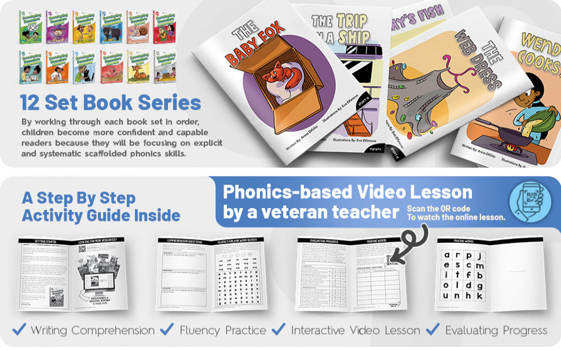 Decodable Readers: 15 Digraphs and Short Vowel Review Phonics Books for Beginning Readers (Developing Decoders Set 4)