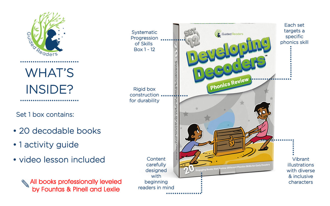 Decodable Readers: 20 Phonics Review Phonics Books for Beginning Readers (Developing Decoders Set 12)