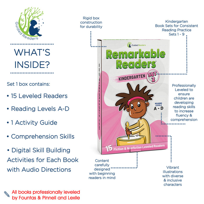 Kindergarten Book Set - Leveled Readers for Kindergarteners - Remarkable Readers (Set 2)
