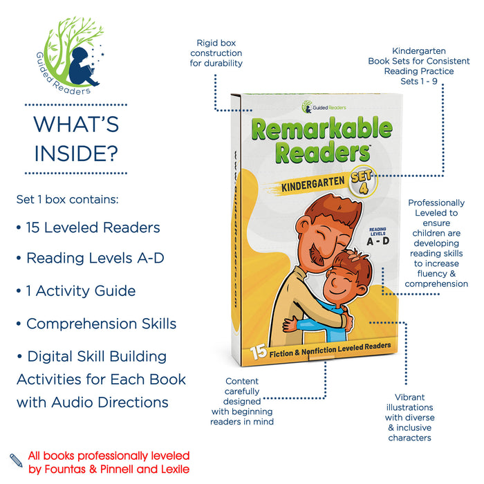 Kindergarten Book Set - Leveled Readers for Kindergarteners - Remarkable Readers (Set 4)