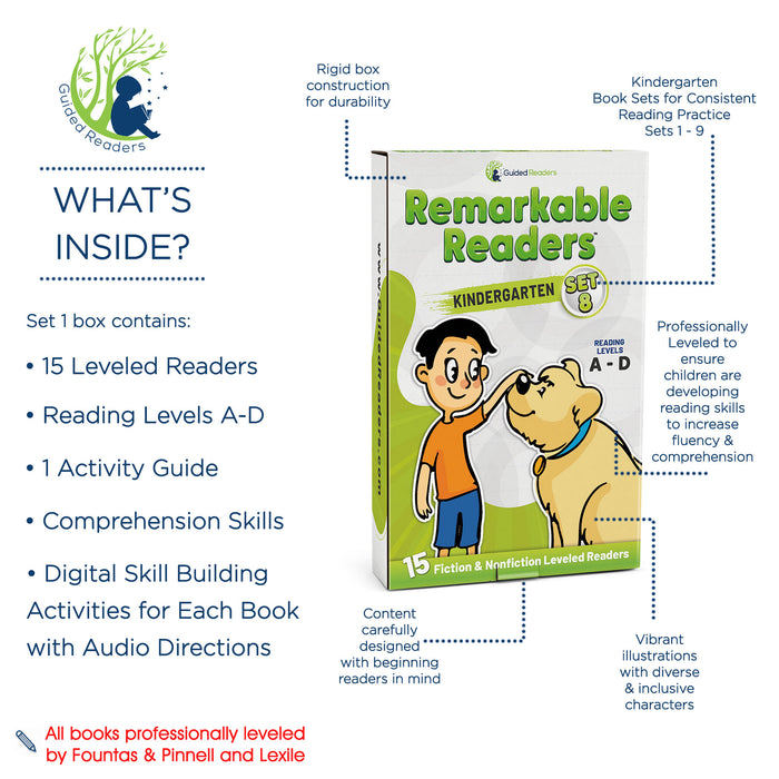 Kindergarten Book Set - Leveled Readers for Kindergarteners - Remarkable Readers (Set 8)