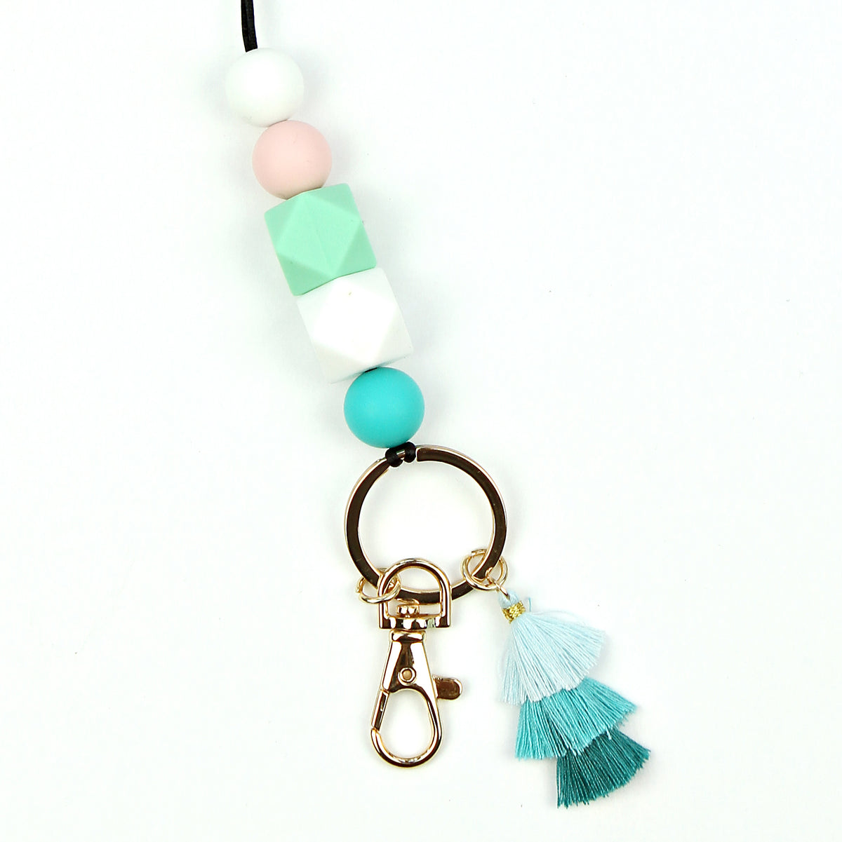 Beaded Jewelry Lanyards Badges Holder Silicone Beads Keychain Necklace  Keyrings
